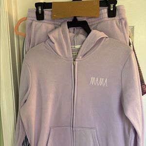 Rae Dunn Lavender Mama zip up hoodie and sweatpants